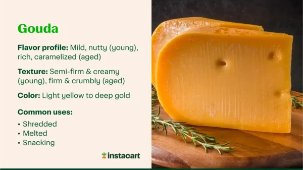 Svalia Semi-Hard Gouda Cheese displayed in a retail store for customers.