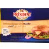 President Burger Cheddar Cheese Slices displayed in a retail store for customers.