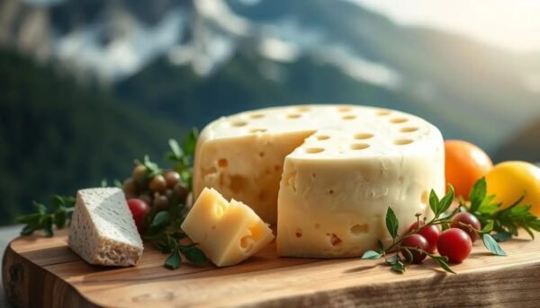 Delicious Emmental Cheese sliced and ready to serve.