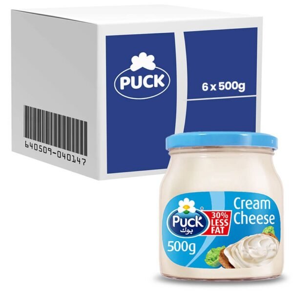 Almarai Spreadable Cream Cheese displayed in a retail store for customers.