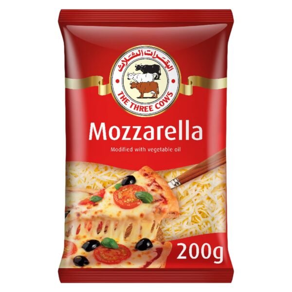 Three Cows Mozzarella Pizza Cheese 200g Bulk