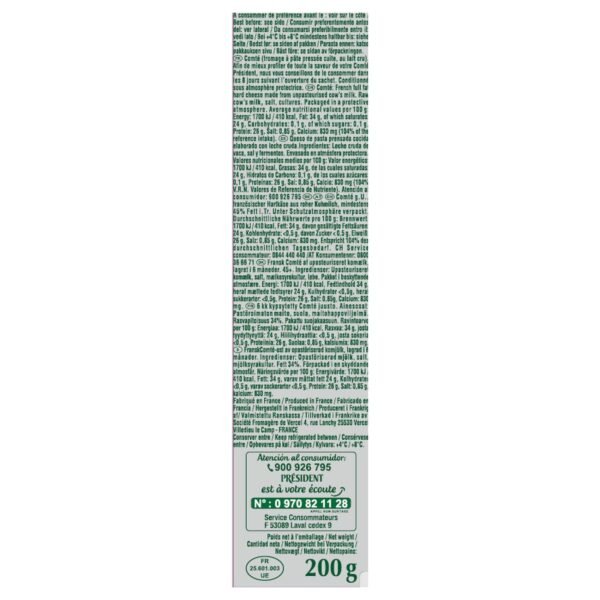 President Comte Le Montarlier Cheese 200g President Comte Le Montarlier Cheese 200g