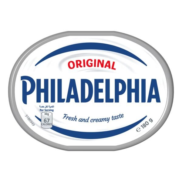 Pack of Kraft Philadelphia Cream Cheese Spread stored in the refrigerator for freshness.