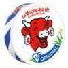 La Vache Qui Rit Original Cheese Triangle spread on a saltine cracker, perfect for on-the-go snacking