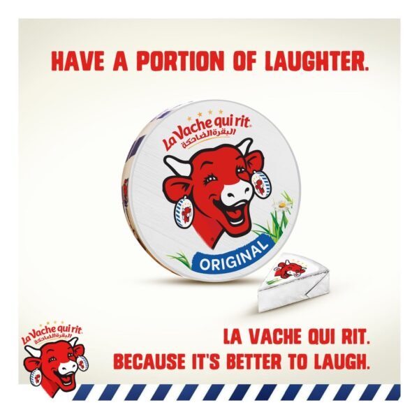 Unopened pack of La Vache Qui Rit Original Cheese Triangles 16 portion 240g, the iconic Laughing Cow cheese snack