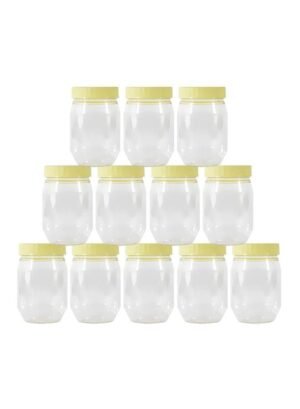 12-Piece Plastic Jar Set Clear/Yellow – Wholesale & Export UAE