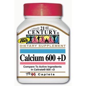 21st Century Calcium 600 + Vitamin D Caplets For Bone Health, Pack of 75's – Wholesale & Export UAE