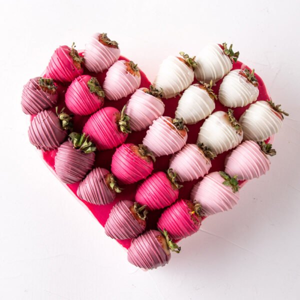 25pcs Pink Ombre Chocolate Strawberries Elegant Heart Arrang 25pcs Pink Ombre Chocolate Strawberries Elegant Heart Arrang — premium quality