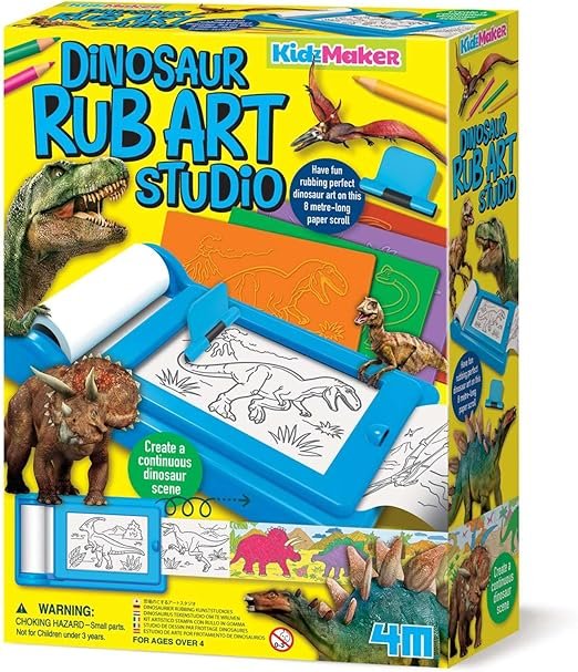 4M Kidz Maker Dinosaur Rub Art Studio Craft Kit – Continuous 8m Dinosaur Scroll With Printable Pads, Crayon Holder, Crayons & Pencils in – Wholesale & Export UAE