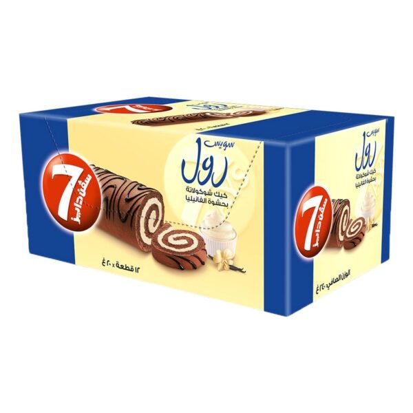 7-Days-Chocolate-Swiss-Roll-with-Vanilla-Filling-20g-Pack-of-12-2 7 Days Chocolate Swiss Roll with Vanilla Filling, 20g Pack of 12 – Wholesale & Export UAE