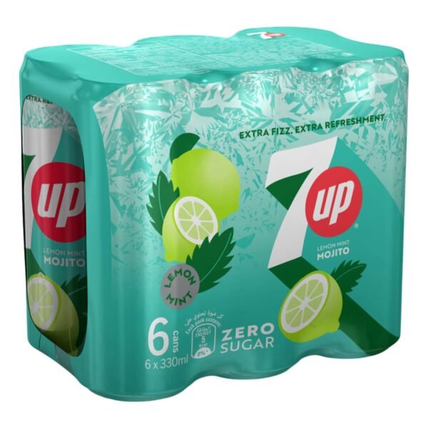 7 Up Zero Sugar Lemon Mint Mojito Soft Drink Can, 330ml Pack of 6 – Wholesale & Export UAE