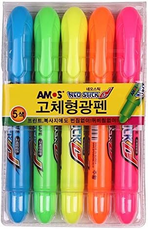 AMOS Neo Stick Dry Highlighter Ink Jet Safe, Solid Highlighter - 5 Colors Sets – Wholesale & Export UAE