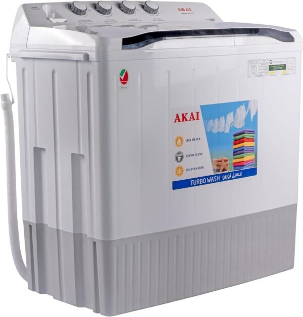 Akai 14 Kg Twin Tub Semi Automatic Washing Machine, WMMA-X015TT, White – Wholesale & Export UAE