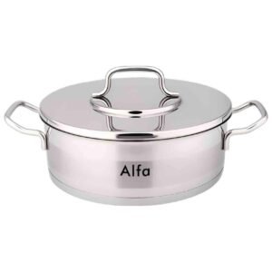 Alfa Premium Stainless Steel Low Casserole with Lid, 26x10cm, 5.2L – Wholesale & Export UAE