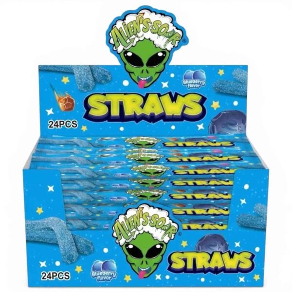 Alien’s Sour Straws, Blueberry, 55g, Pack of 24 – Wholesale & Export UAE