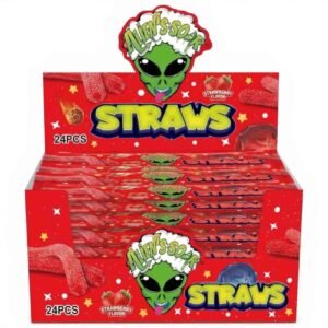Aliens-Sour-Straws-Strawberry-55g-Pack-of-24 Alien’s Sour Straws Strawberry, 55g, Pack of 24 – Wholesale & Export UAE