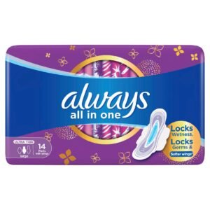 Always All In One Ultra Thin Large Sanitary Pads With Wings White 14 Pads – Wholesale & Export UAE