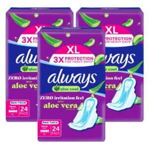 Always Aloe Cool Maxi Thick Heavy Flow Sanitary Pads, Extra Large, 24 Pads Pack of 3 – Wholesale & Export UAE