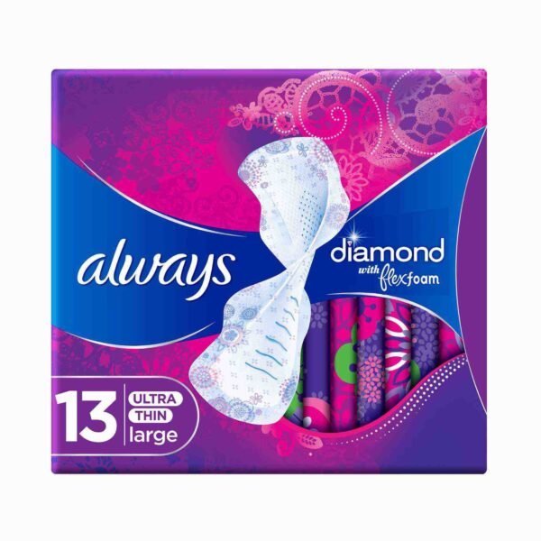 Always Diamond Flexfoam Sanitary Pads Large, 13 Pads – Wholesale & Export UAE