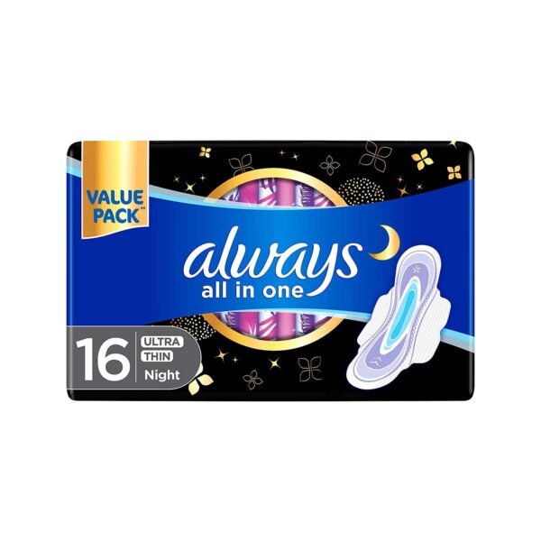 Always Pads Ultra Thin All In One Night Large With Wings 16 Sanitary Pads – Wholesale & Export UAE