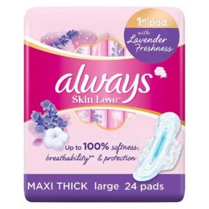 Always-Skin-Love-Pads-Lavender-Freshness-Thick-amp-Large-24-Pads Always Skin Love Pads Lavender Freshness Thick & Large 24 Pads – Wholesale & Export UAE