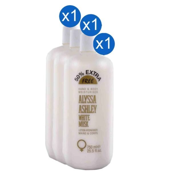 Alyssa Ashley White Musk Hand and Body Moisturiser Lotion 750 ml, Pack of 3 – Wholesale & Export UAE