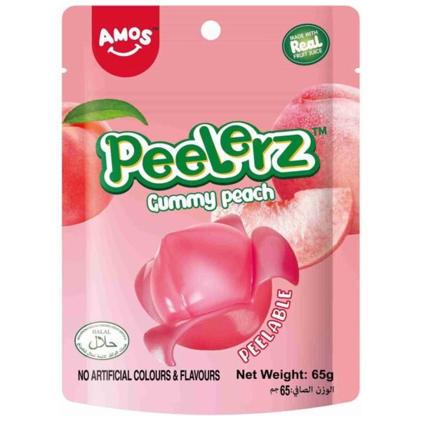 Amos Peelerz Peach Gummy Candy, 65g – Wholesale & Export UAE