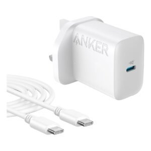 Anker USB Charging Adapter 20W with USB-C to USB-C Data Sync and Charging Cable White 5ft – Wholesale & Export UAE