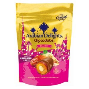 Arabian Delights Chocodate Milk Chocolate Covered Date with Peanut Pink Himalayan Salt 200g – Wholesale & Export UAE