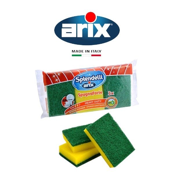 Arix Large Sponge Scourer 3 pcs - Natural Cellulose, Heavy-Duty Stain Removal, Eco-Friendly, Easy-Grip Handles – Wholesale & Export UAE