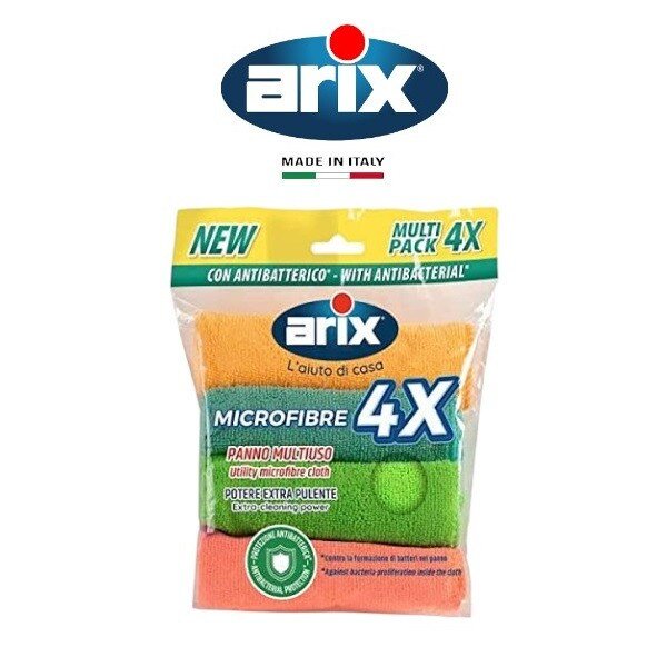 Arix Microfiber Utility Cloths with Antibacterial Treatment 4 pcs Multipack, Versatile Cleaning and Germ-Free Protection – Wholesale & Export UAE