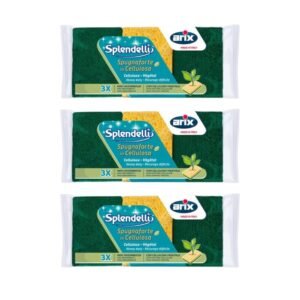 Arix Splendelli Natural Cellulose Sponge (Pack of 3 x 3pcs) – Super Absorbent & Abrasive for Tough Cleaning – Wholesale & Export UAE