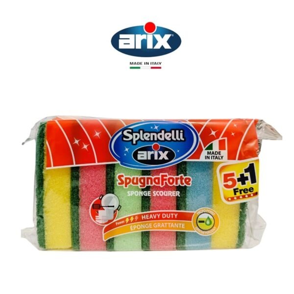 Arix Synthetic Sponge Scourer Multicolor 5+1, Heavy-Duty Cleaning – Wholesale & Export UAE