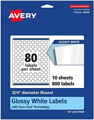 Avery Glossy White Round Labels - 3/4" Diameter, 800 Labels, Print-to-The-Edge, Permanent Adhesive, Laser/Inkjet Printable – Wholesale & Export UAE