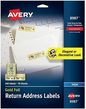 Avery Printable Return Address Labels, 0.75" x 2.25", Gold Foil, 300 Blank Mailing Labels (08987) – Wholesale & Export UAE