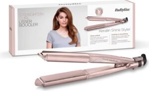 BaByliss Keratin Shine 2-in-1 Hair Straightener Keratin Ceramic Coated Plates Digital Temperature Display 6 Adjustable Heat Settings (140°C  – Wholesale & Export UAE