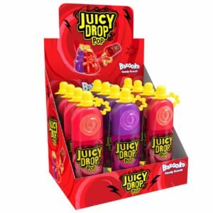 Bazooka Juicy Drop Pop Strawberry and Blackcurrant Hard Candy, 26g – Wholesale & Export UAE