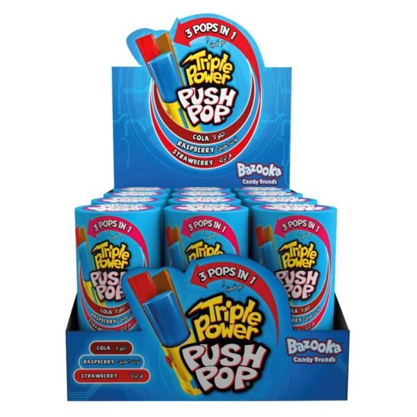 Bazooka Triple Power Push Pop, 34g Pack of 12 – Wholesale & Export UAE
