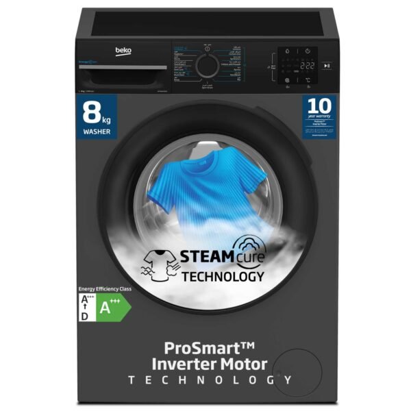 Beko 8 kg Front Load Washing Machine, 1400 RPM, 15 Programmes, Quick wash 14/28 Minutes,10 Years Warranty on ProSmart Inverter Motor, WTV814 – Wholesale & Export UAE