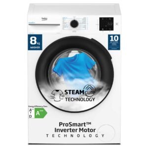 Beko 8 kg Front Load Washing Machine, 1400 RPM, 15 Programmes, Quick wash 14/28 Minutes,10 Years Warranty on ProSmart Inverter Motor,WTV814U – Wholesale & Export UAE