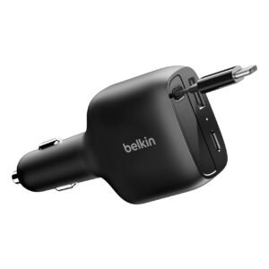 Belkin 75W USB Type-A and USB Type-C 2 Port Car Charger, Black – Wholesale & Export UAE