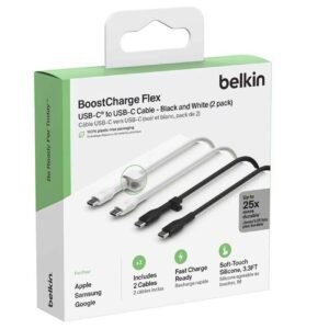 Belkin BoostCharge Flex USB-C to USB-C Cable Bundle Black and White, Pack of 2, 1M – Wholesale & Export UAE