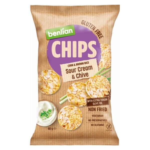 Benlian Sour Cream and Chive Flavoured Corn and Brown Rice Chips, 60g – Wholesale & Export UAE