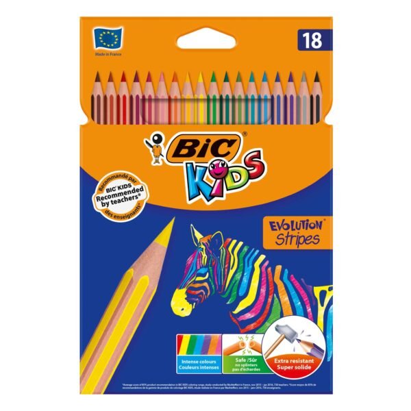 Bic Kids Evolution Stripes Colouring Pencils Multicolour 18 PCS – Wholesale & Export UAE