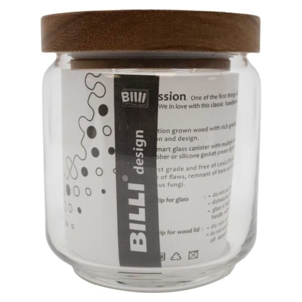 Billi Canister With Wooden Lid Clear 500ml – Wholesale & Export UAE