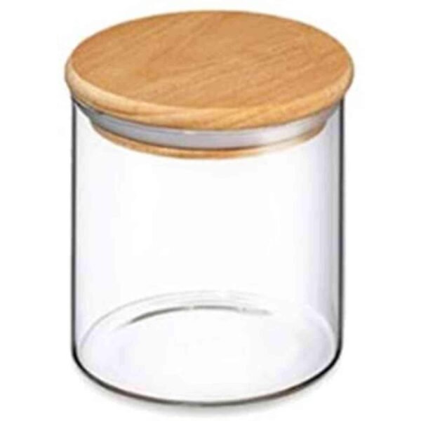 Blackstone Glass Canister With Bamboo Lid YK4102 Clear/Beige 500ml – Wholesale & Export UAE