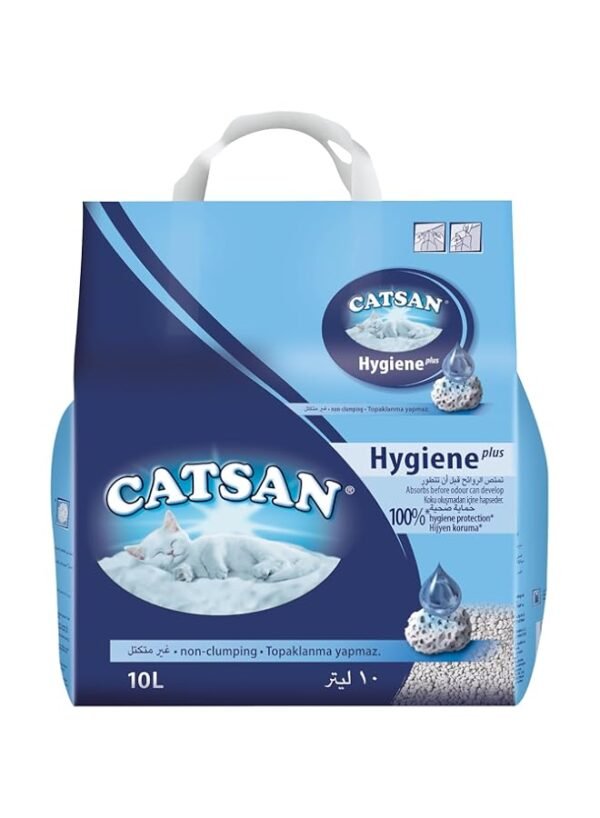 Catsan Litter, Hygiene Plus, Cat Litter 10L Lightweight Litter, Low Dust, Triple Odor Protection, Non Clumping Cat Litter – Wholesale & Export UAE