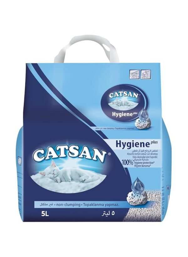 Catsan Litter, Hygiene Plus, Cat Litter 5L Lightweight Litter, Low Dust, Triple Odor Protection, Non Clumping Cat Litter – Wholesale & Export UAE