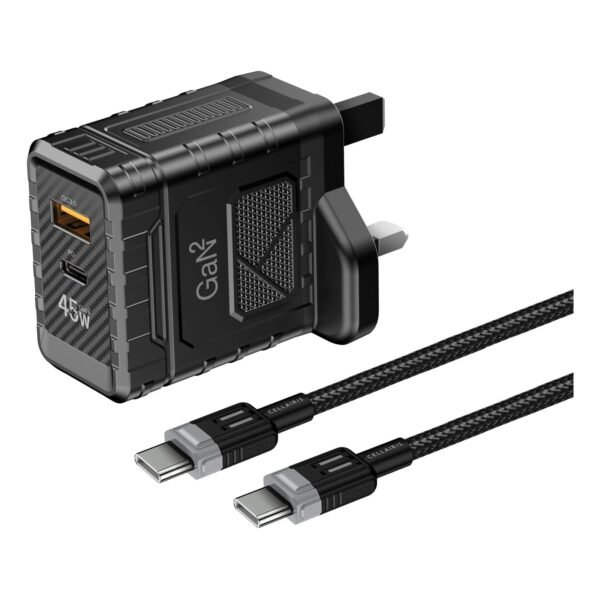 Cellairis GaN 2 PD Charger Black 45W With Charging Cable Black 60W – Wholesale & Export UAE