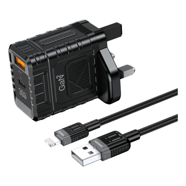 Cellairis-GaN-2-QC-3.0-and-PD-Port-Charger-with-Lightning-Cable-Black-30-W-4 Cellairis GaN 2 QC 3.0 and PD Port Charger with Lightning Cable, Black, 30 W – Wholesale & Export UAE